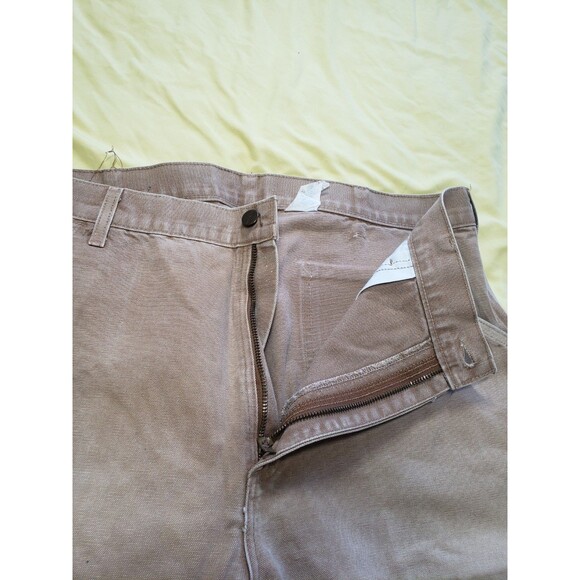 VTG Carhartt Carpenter Pants Mens 34x32 Beige Brown Canvas Utility Distressed - Picture 7 of 16
